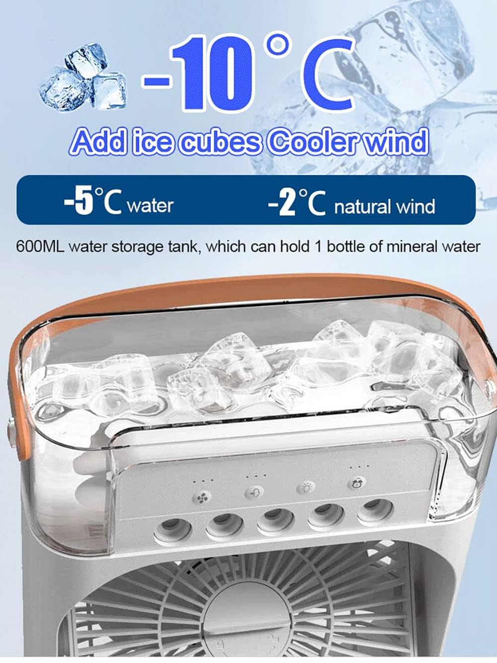 4-in-1 Portable Air Cooler & Humidifier Fan with LED Lights