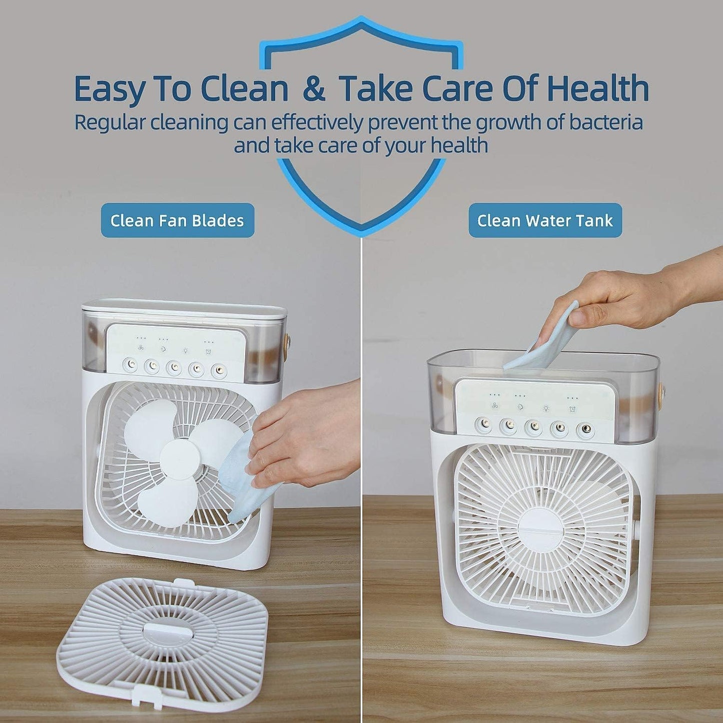 4-in-1 Portable Air Cooler & Humidifier Fan with LED Lights